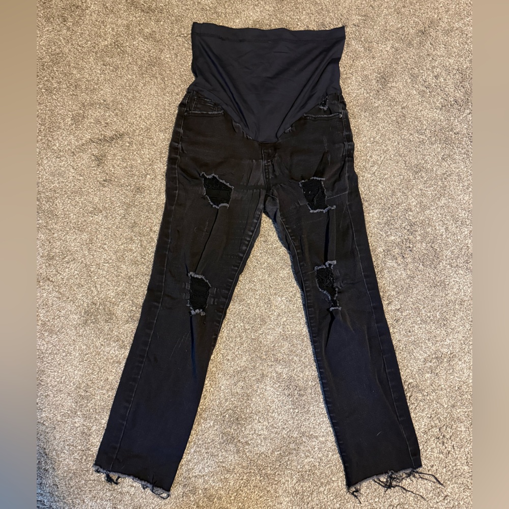 Pinkblush Black Distressed Maternity Skinny Jeans